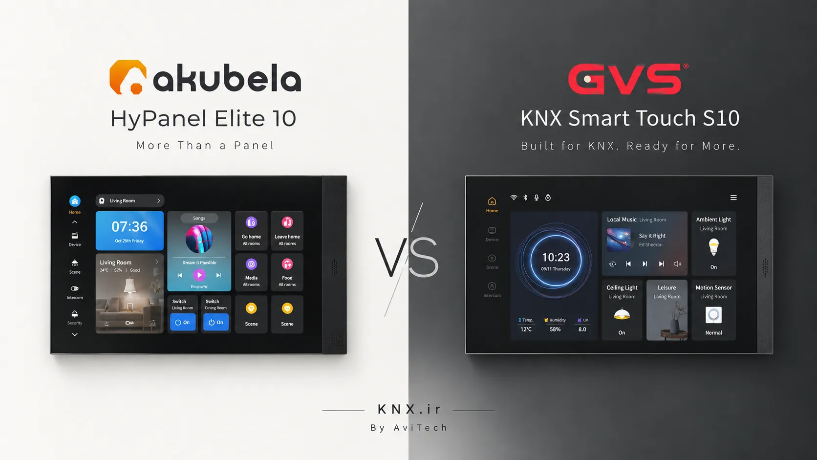 مقایسه GVS KNX Smart Touch S10 و Akubela HyPanel Elite 10